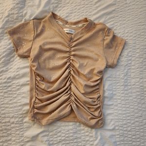 Beige with Silver Sparkle Print Crop Top